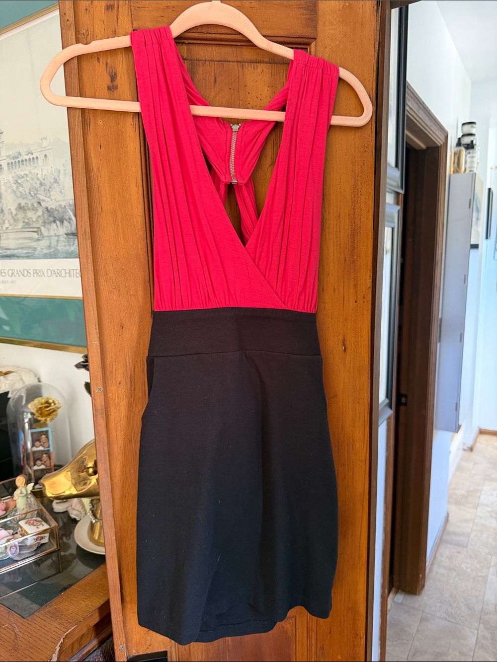 LaRok Hot Pink and Black One-Shoulder Dress